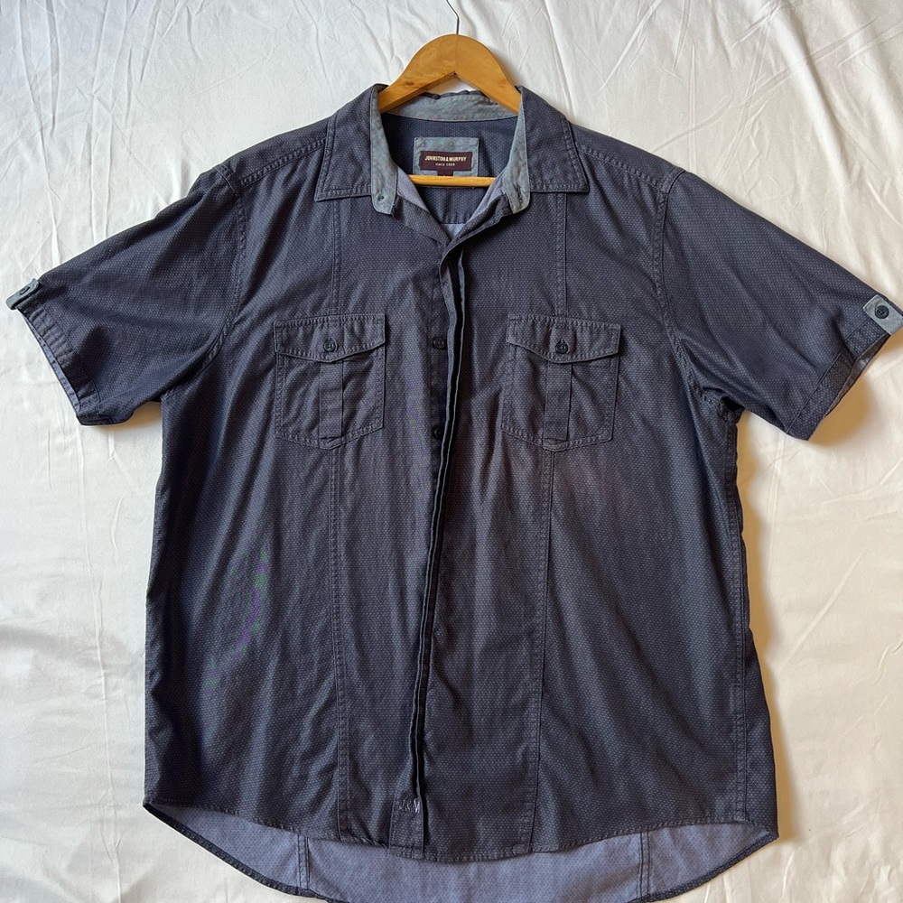 Johnson & Murphy Navy Casual Button Down Shirt